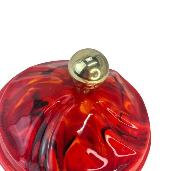 California Pottery Original 255 2500 Lava Drip Glaze Lidded Candy Dish Bowl - Picture 9 of 10